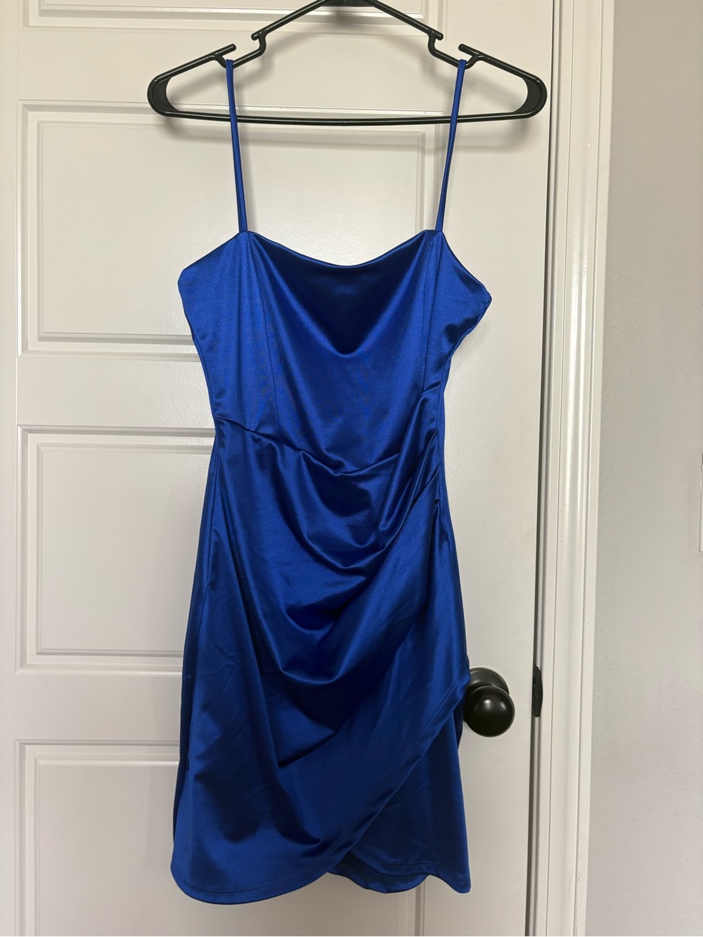Windsor Cobalt Blue Satin Cowl Neck Mini Dress